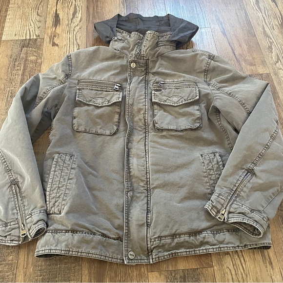 Levi’s military green warm lined jacket with hidden hood M - Picture 2 of 13